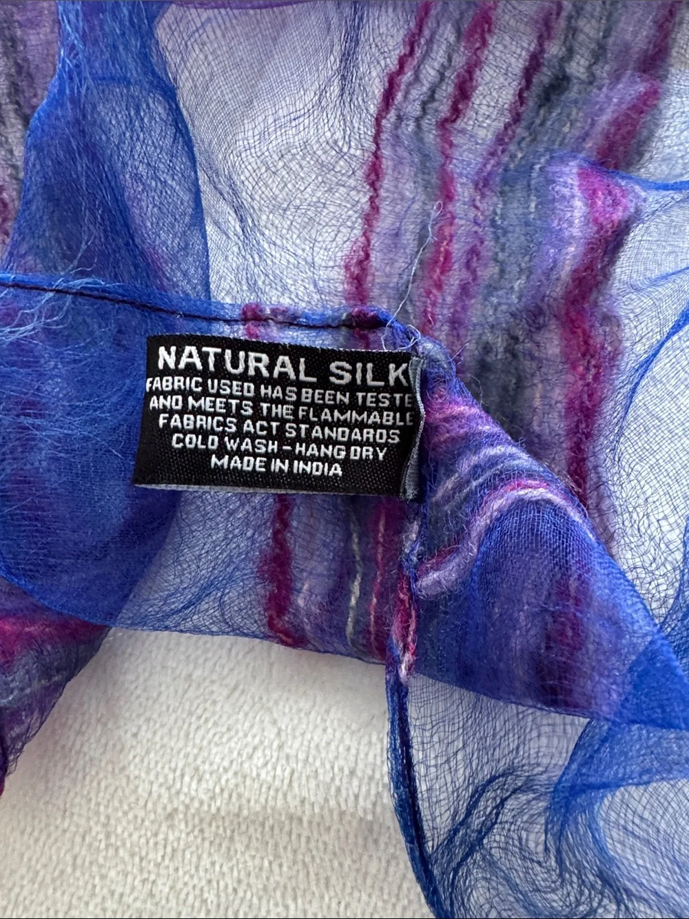 Sheer Blue and Purple Striped Scarf - Unbranded